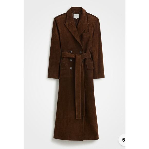 Alexa Chung for Madewell Brown Calf Suede Trench Coat Size 8 | Rare Collab NWT - Picture 4 of 15